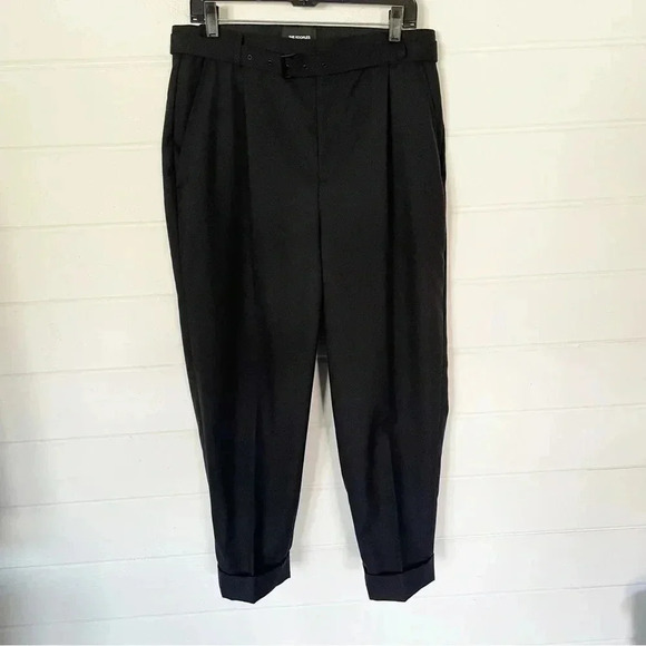 The Kooples Women’s Wide Tapered Cuffed High Rise Black Wool Trousers Waist 34” - Picture 3 of 11